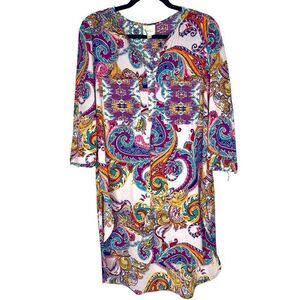 Anthropologie Fig and Flower Tunic Shirt Paisley High-Lo Blouse Floral Medium